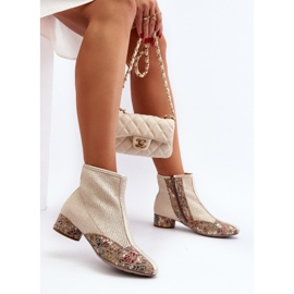 Geflochtene High Heel Stiefel Maciejka 04937-22 Hellbeige 1