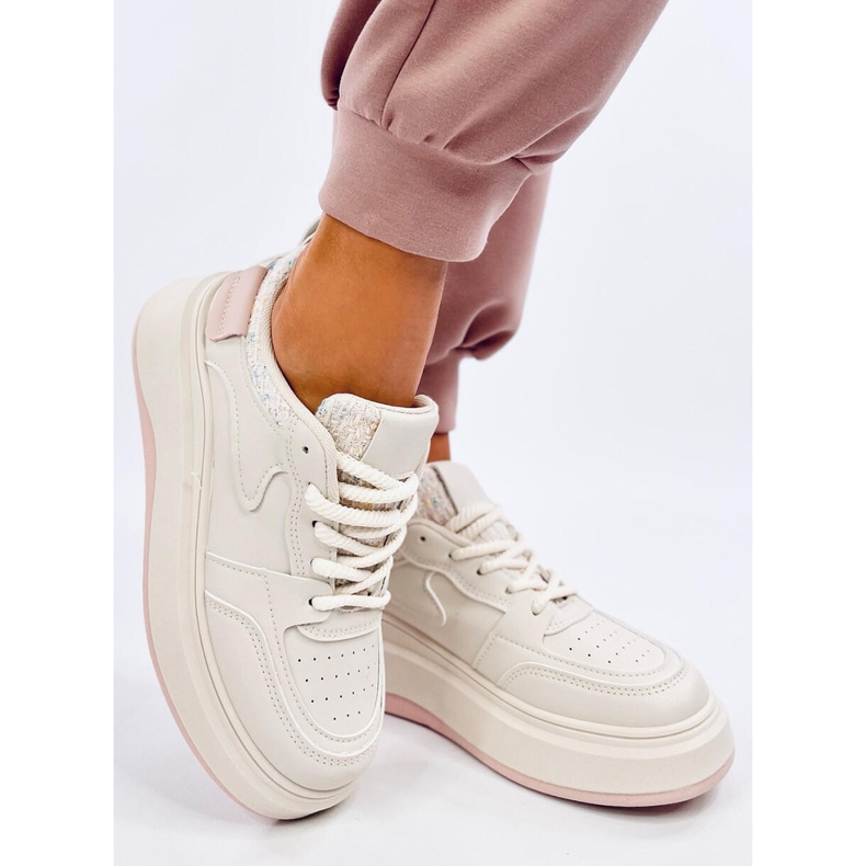 Motimes Beige-Pink-Pastell-Sneaker für Damen 1