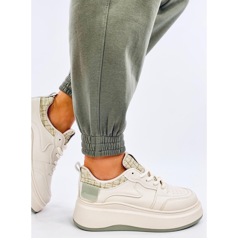 Motimes beige-grüne pastellfarbene Damen-Sneaker 2
