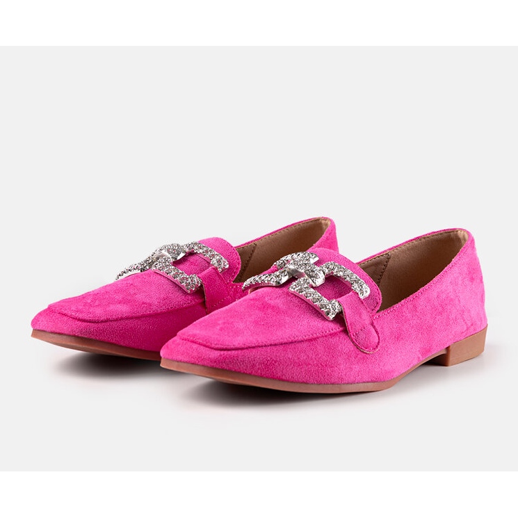 Rosafarbene Mokassins, verziert mit Sanny-Strasssteinen 1