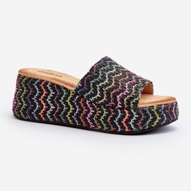 Schwarze Vanarila Wedge-Flip-Flops für Damen 1