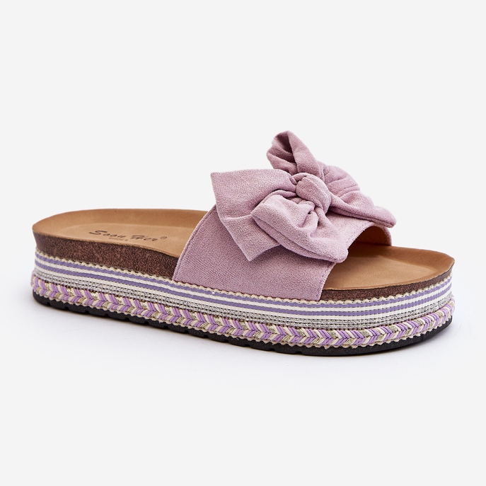 Damen-Plateau-Flip-Flops mit Schleife, Lila Evatria 1