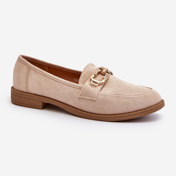 Damen-Loafer aus Wildleder mit flachem Absatz, Beige Misal 2