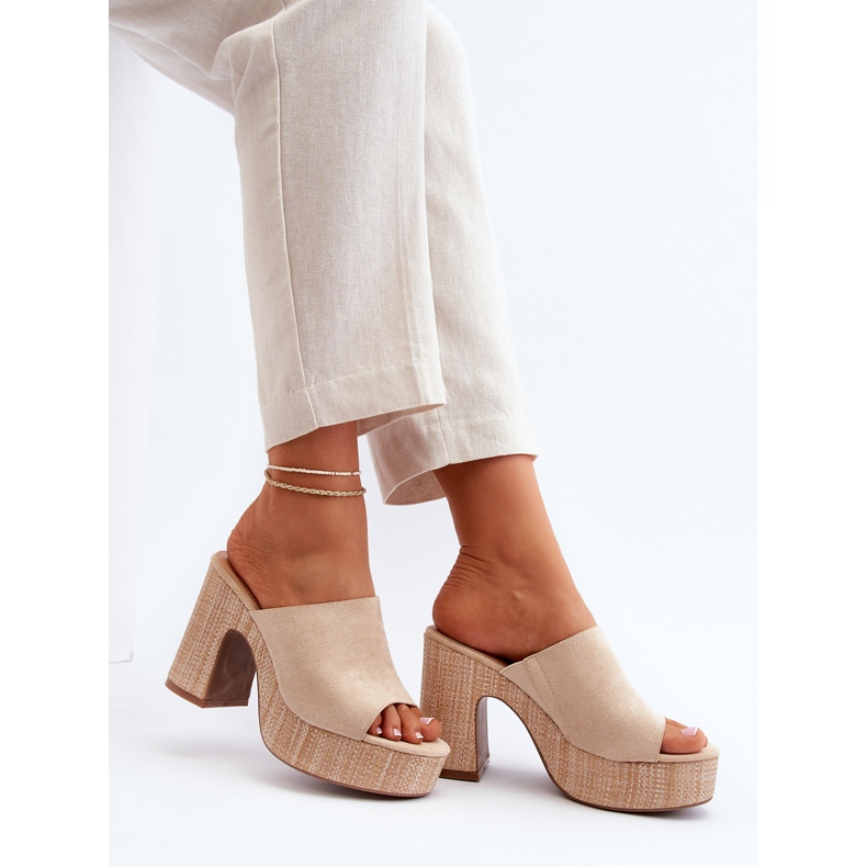 Beige Damen-Flip-Flops mit hohen Absätzen, Siobhan 2