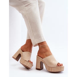 Beige Damen-Flip-Flops mit hohen Absätzen, Siobhan 1