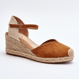 Wildleder-Espadrille-Keilsandalen mit kamelfarbenem Raylin-Geflecht braun 1