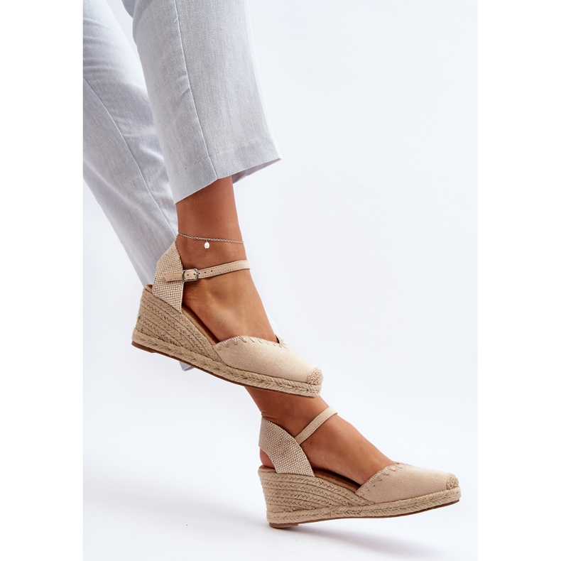 Wildleder-Espadrille-Keilsandalen mit geflochtenem Beige Raylin 2