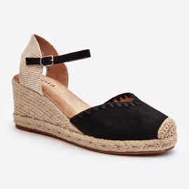 Wildleder-Espadrille-Keilsandalen mit Zopf, Black Raylin schwarz 1