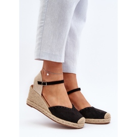 Wildleder-Espadrille-Keilsandalen mit Zopf, Black Raylin schwarz 2