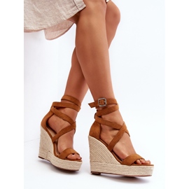 Camel Salthe geflochtene Keilsandalen braun 1