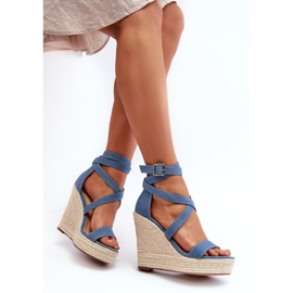 Denim-Keilsandalen mit Zopf, Blue Salthe blau 1