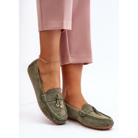 Klassische Wildleder-Mokassins für Damen in Grün von Ontala 1
