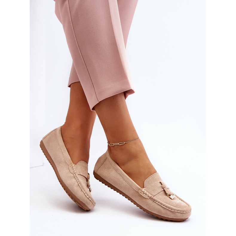 Klassische Wildleder-Mokassins für Damen in Beige von Ontala 1
