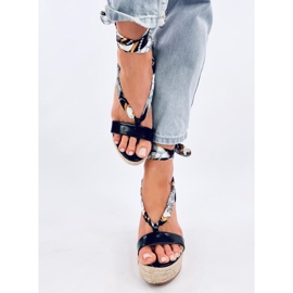 Schwarze Espadrille-Sandalen mit Keilabsatz von Birrel 1