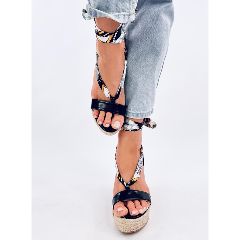 Schwarze Espadrille-Sandalen mit Keilabsatz von Birrel 1