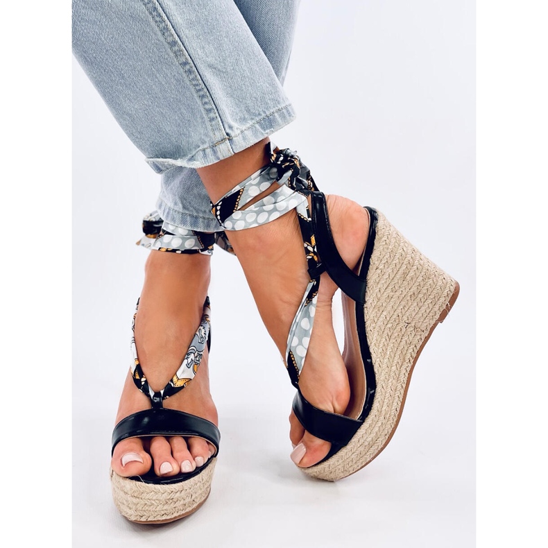 Schwarze Espadrille-Sandalen mit Keilabsatz von Birrel 2