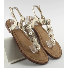 Flip-Flops mit großen Perlen LL-75 Gold golden 1