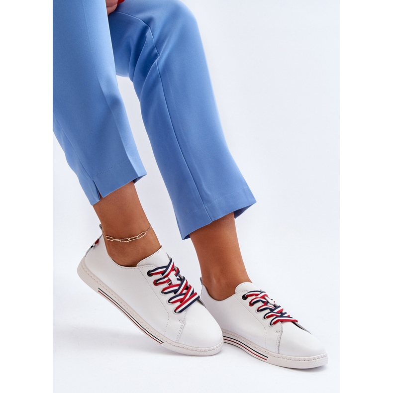 Vinceza Damen-Sneakers aus Leder in Weiß Litzy 1