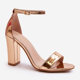 Roségoldene Thakko-Sandalen mit hohem Absatz 2