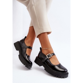Damen-Lacklederschuhe mit dekorativer Schnalle, Schwarz Lindnessa 1