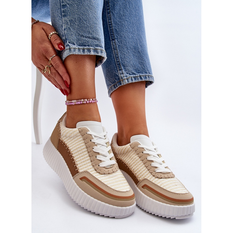 Damen-Plateau-Sneaker Beige Redala 2