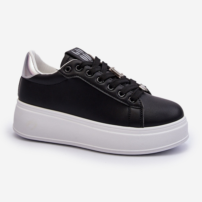 Damen-Plateau-Sneaker mit Verzierungen, Black Herbisa schwarz 2