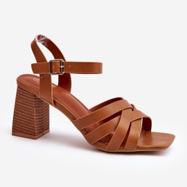 Damen-Sandalen mit hohem Absatz, Camel Opifiana braun 1