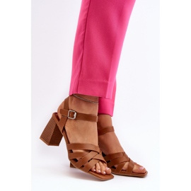 Damen-Sandalen mit hohem Absatz, Camel Opifiana braun 2