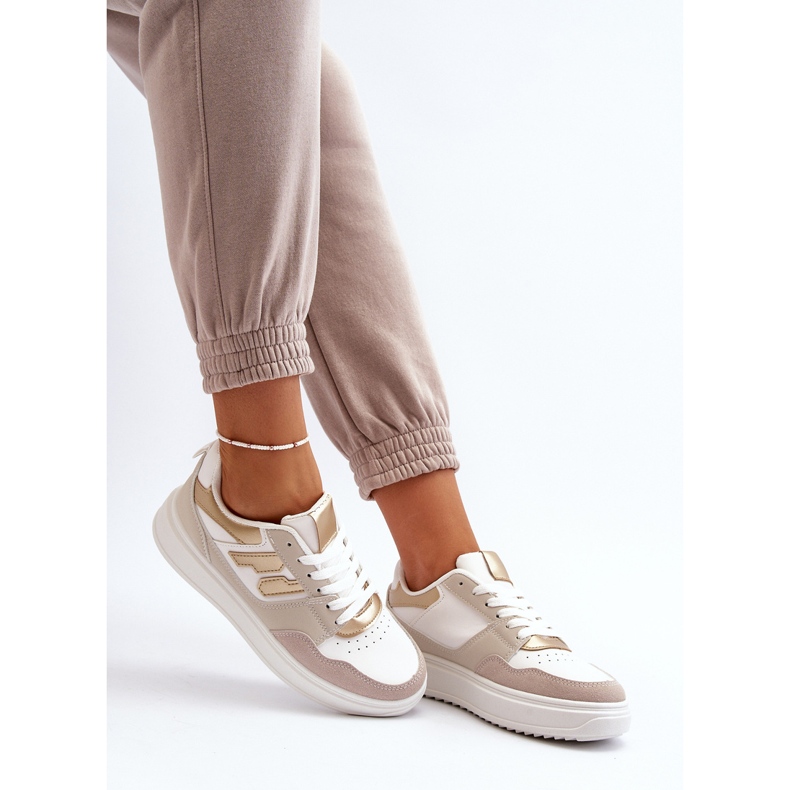 Beigefarbene Regines Low-Sneaker für Damen 1