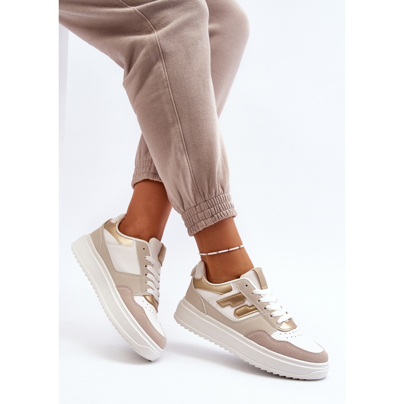 Beigefarbene Regines Low-Sneaker für Damen 2
