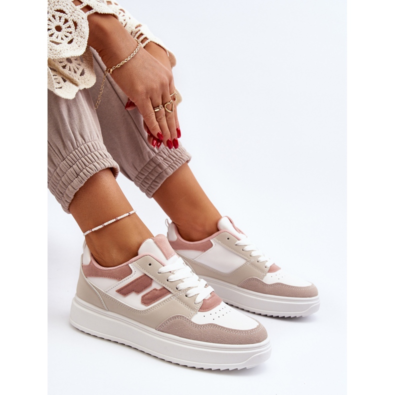 Beigefarbene Regines Low-Sneaker für Damen 1