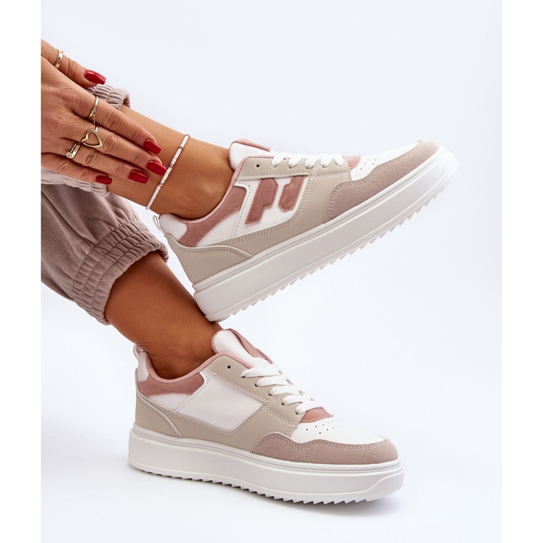 Beigefarbene Regines Low-Sneaker für Damen 2