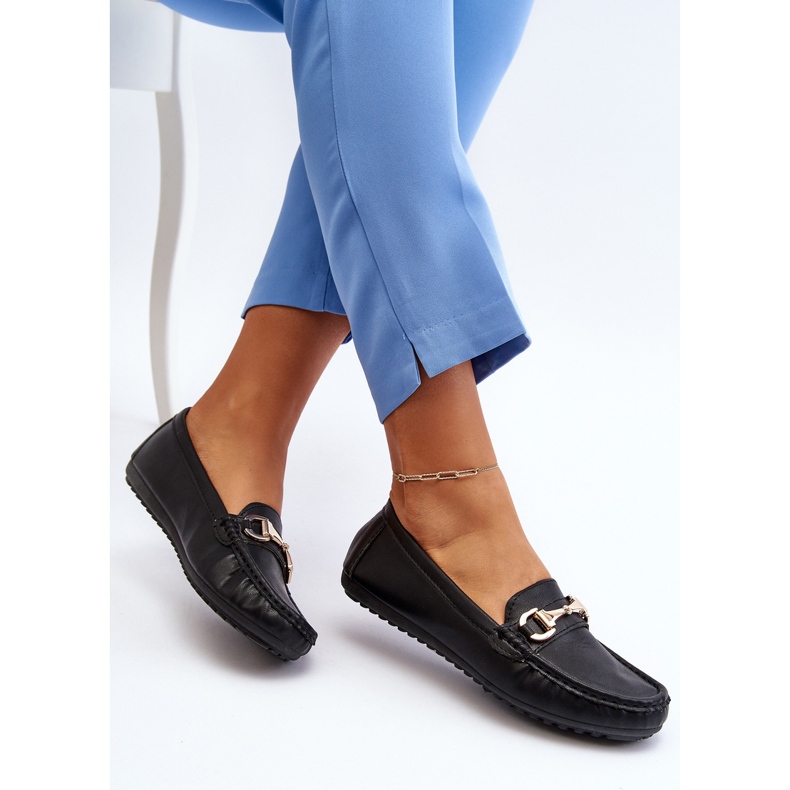 Klassische Damen-Mokassins aus Öko-Leder in Schwarz Demese 1