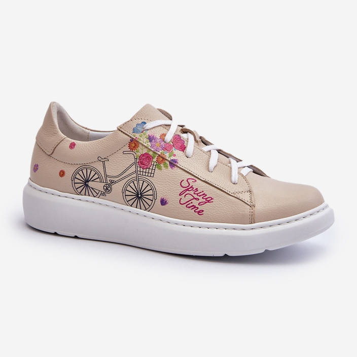Zazoo 024/TAMARA Damen-Ledersneaker, Beige 1