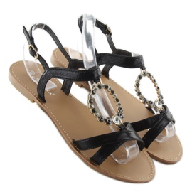 Sandalen mit dekorativen schwarzen Steinen 1