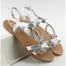 Sandalen mit dekorativen Silbersteinen grau 1