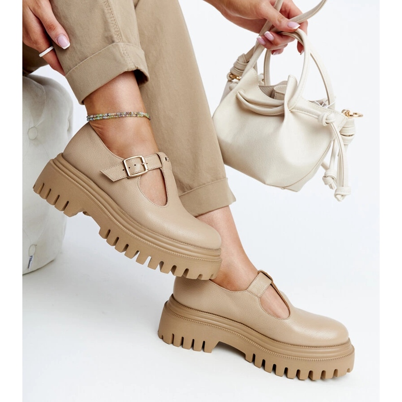 Dunkelbeige Lederschuhe von Karino 1