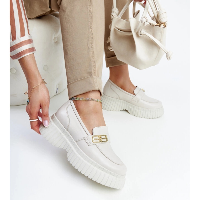 Hellbeige Lederschuhe, Karino-Mokassins 1