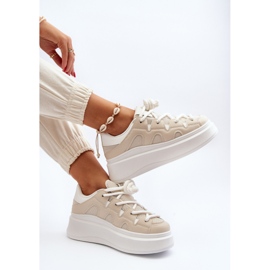 Damen-Sneaker mit dicker Schnürung Beige Vinali 2