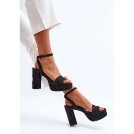 Schwarze Acrana-Jeanssandalen mit hohem Absatz 1