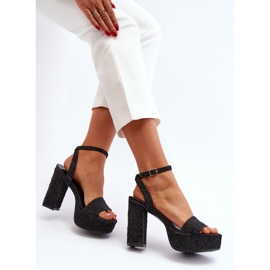 Schwarze Acrana-Jeanssandalen mit hohem Absatz 2