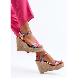 Gemusterte Keilsandalen aus geflochtenem mehrfarbigem Anihazra 1