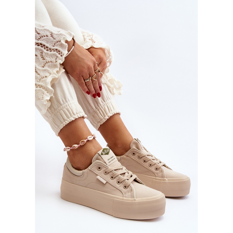 Damen-Plateau-Sneaker Lee Cooper LCW-24-31-2181 Beige 1