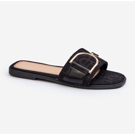 Glänzende Damen-Flip-Flops mit verzierten schwarzen Oberteilen 1