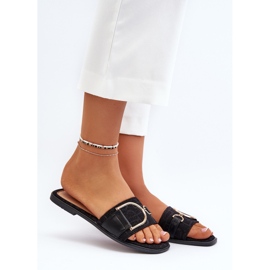 Glänzende Damen-Flip-Flops mit verzierten schwarzen Oberteilen 2