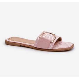 Glänzende Damen-Flip-Flops mit rosa Verzierung 1