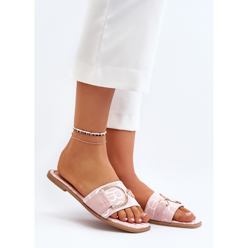 Glänzende Damen-Flip-Flops mit rosa Verzierung 2