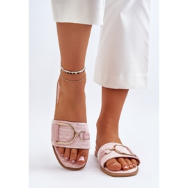 Glänzende Damen-Flip-Flops mit rosa Verzierung 5