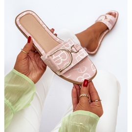 Glänzende Damen-Flip-Flops mit rosa Verzierung 8