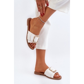 Damen-Flip-Flops mit Riemen und Schnalle in Weiß von Opahiri 8